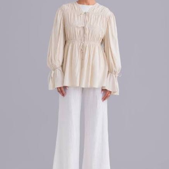 Zahraa The Label Najla Linen & Top Set (Vanilla Cloud) Size XL *NWT* - Picture 1 of 9